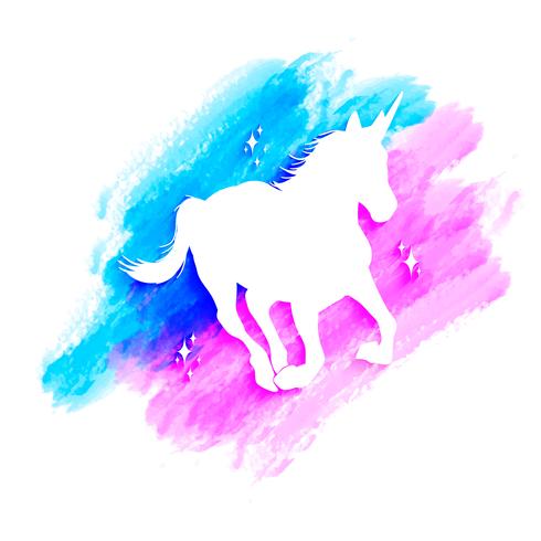 Mythology illustration set of unicorn silhouette, unicorn with watercolor vector