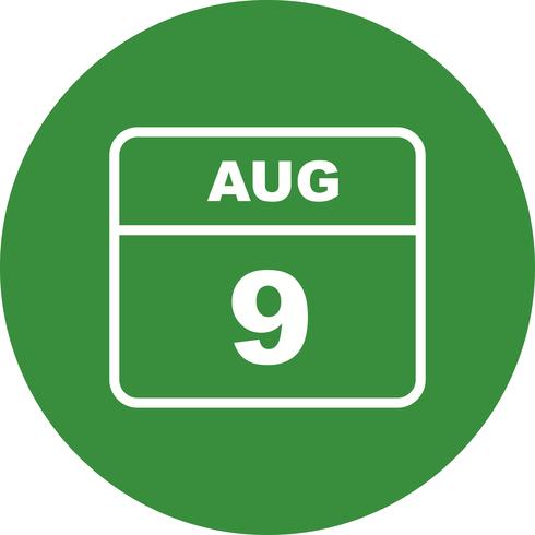 August 9th Date on a Single Day Calendar vector