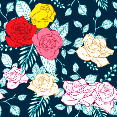flower rose seamless pattern, vector floral rose seamless pattern ...