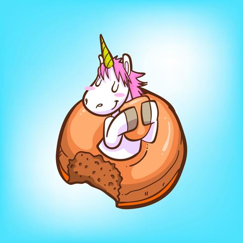 cute unicorn and donuts vector