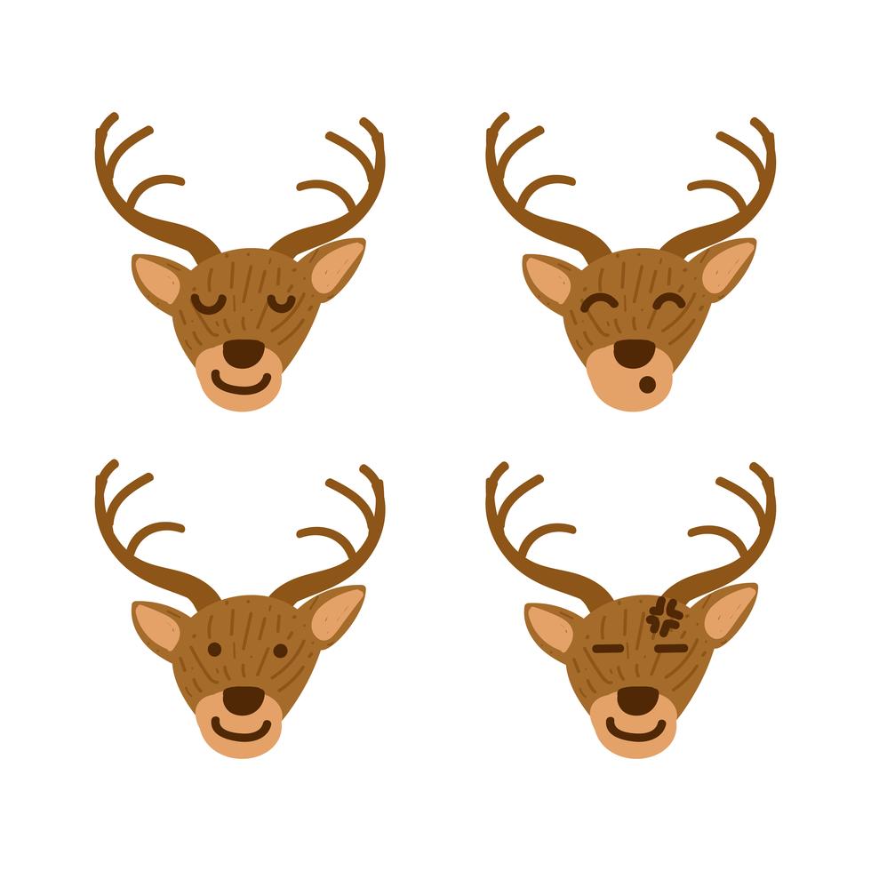 Deer emoticon or emoji set in children book style illustration 506618 ...