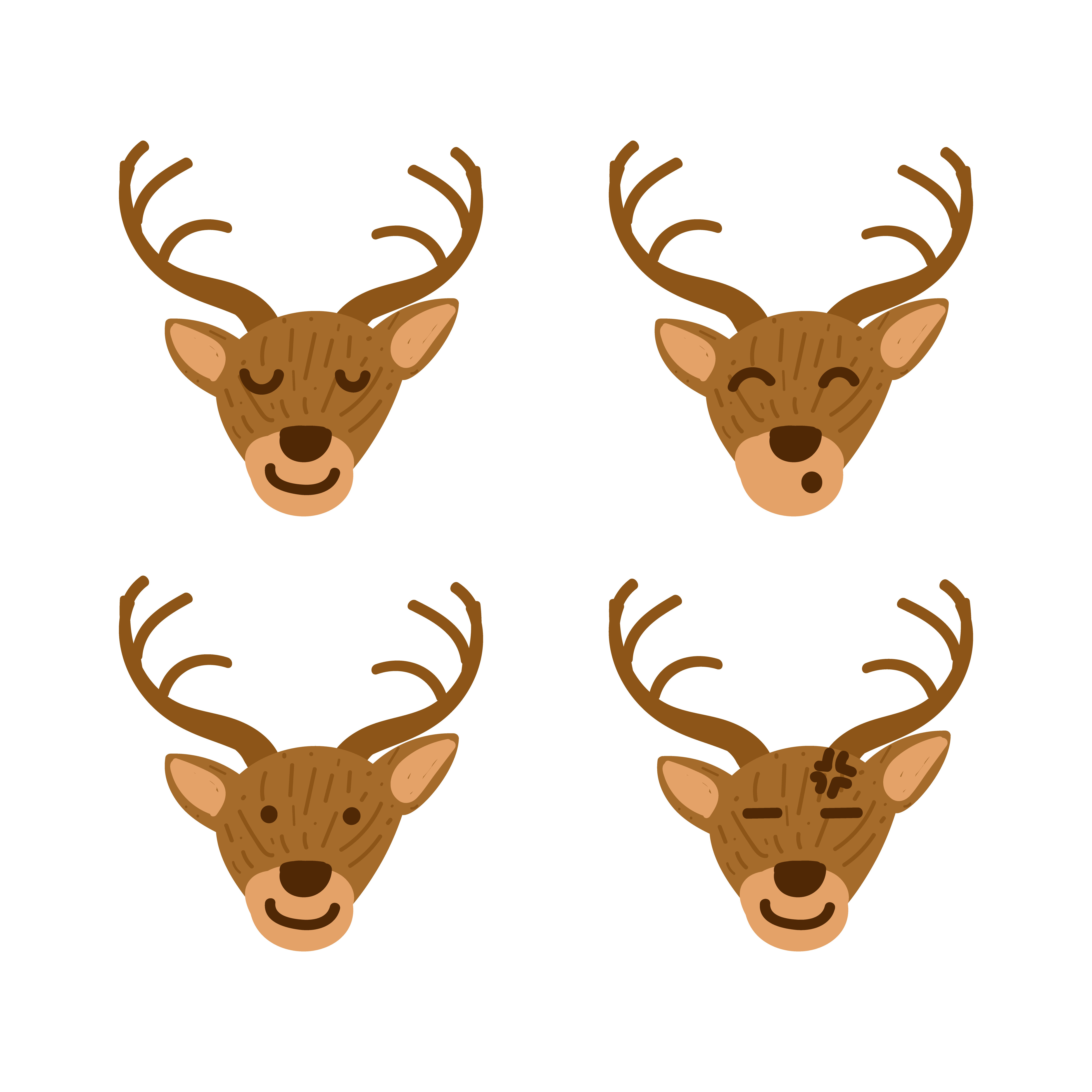 Deer emoticon or emoji set in children book style illustration 506618 Vector Art at Vecteezy