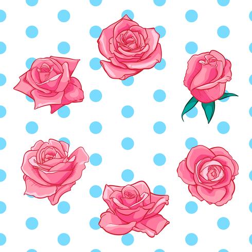 Flowers roses, buds and green leaves. Roses Set collection. rose icon and symbol vector