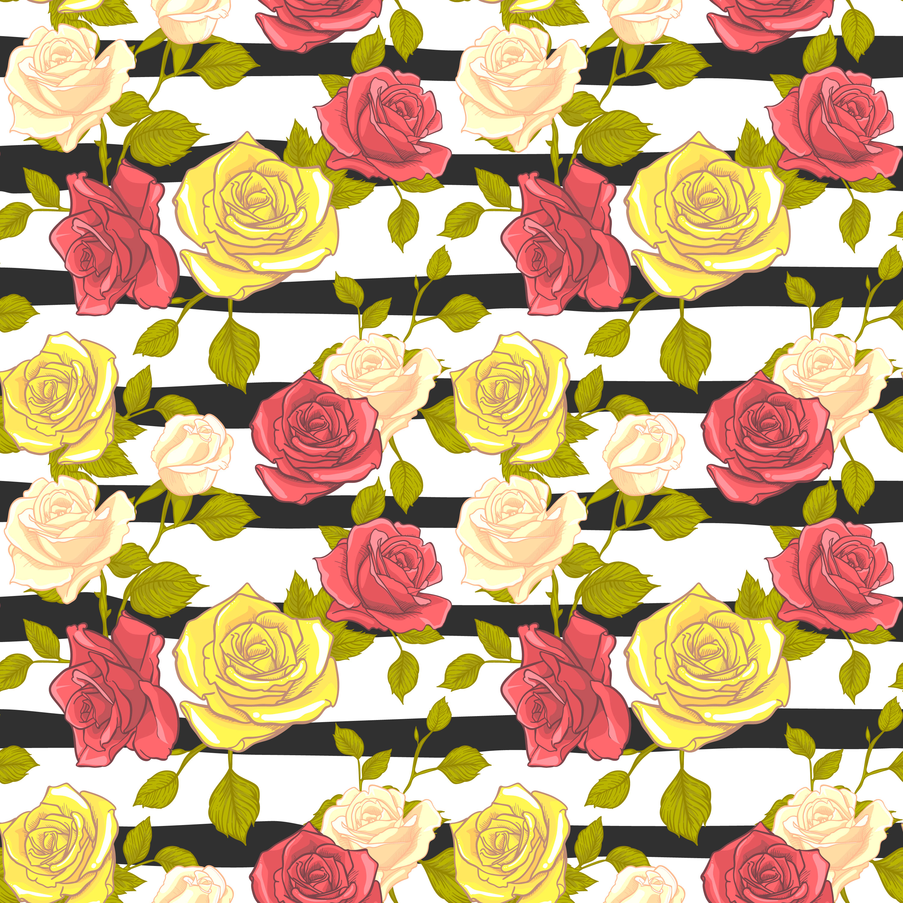 Flower Rose Seamless Pattern Vector Floral Rose Seamless Pattern