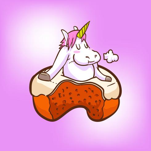 unicornio lindo y donas vector