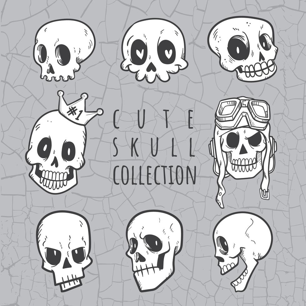 cute doodle skull collection 506749 Vector Art at Vecteezy