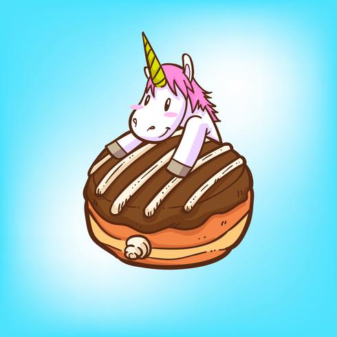 cute unicorn and donuts vector