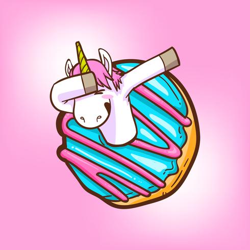 cute unicorn and donuts vector