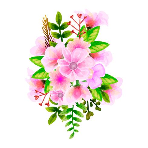 Bouquet watercolor, Flower Vector floral set. Colorful floral collection with leaves and flowers, drawing watercolor.