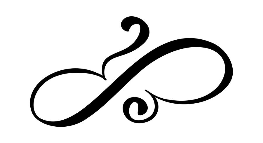 Infinity calligraphy vector illustration symbol. Eternal limitless emblem. Black mobius ribbon silhouette. Modern brush stroke. Cycle endless life concept. Graphic design element for card and logo tattoo