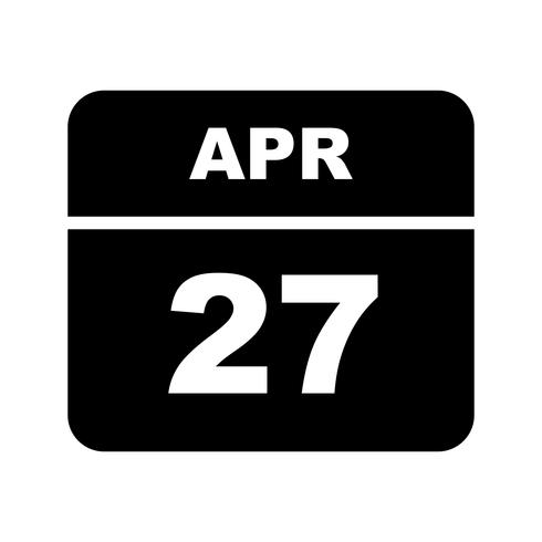 April 27th Date on a Single Day Calendar vector