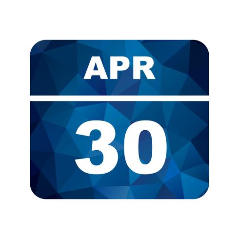 April 30th Date on a Single Day Calendar vector