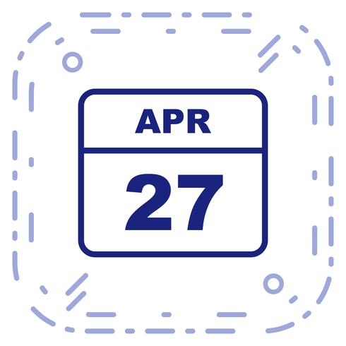 27 de abril Fecha en un calendario de un solo día vector