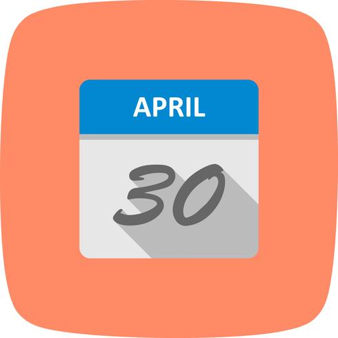 30 de abril Fecha en un calendario de un solo día vector