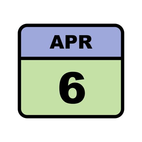 April 6th Date on a Single Day Calendar vector