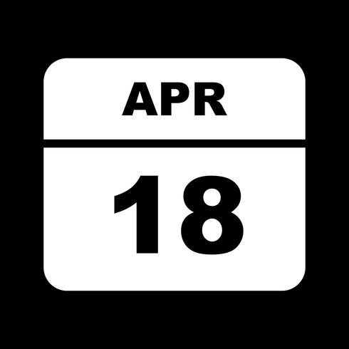 April 18th Date on a Single Day Calendar vector