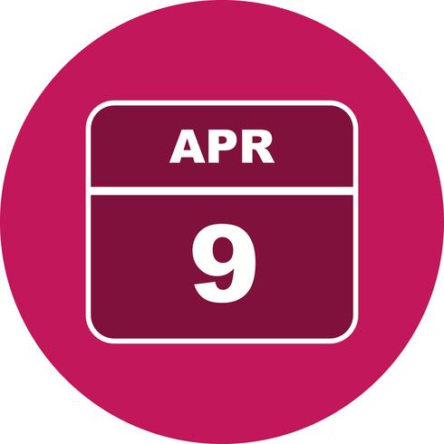 9 de abril Fecha en un calendario de un solo día vector