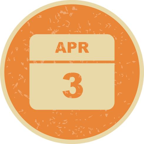 April 3rd Date on a Single Day Calendar vector