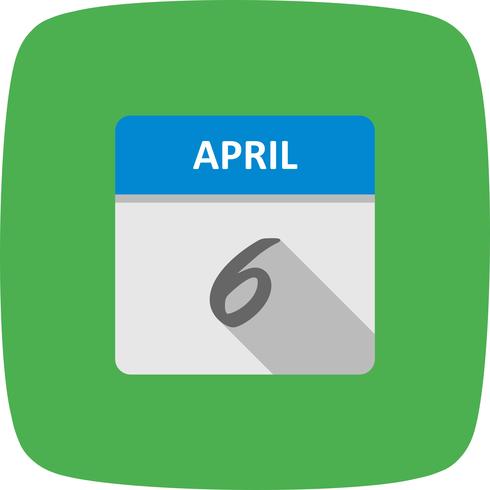 April 6th Date on a Single Day Calendar vector