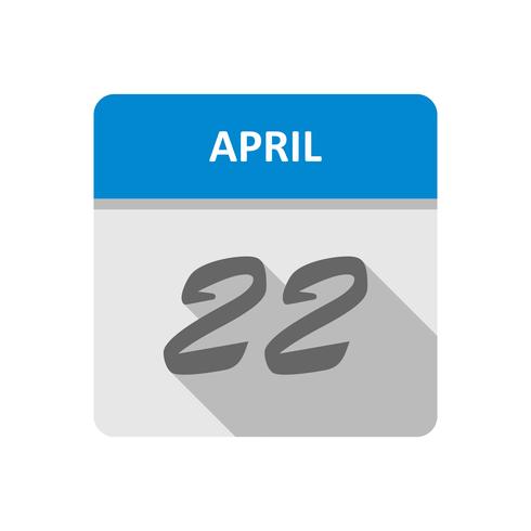 22 de abril Fecha en un calendario de un solo día vector