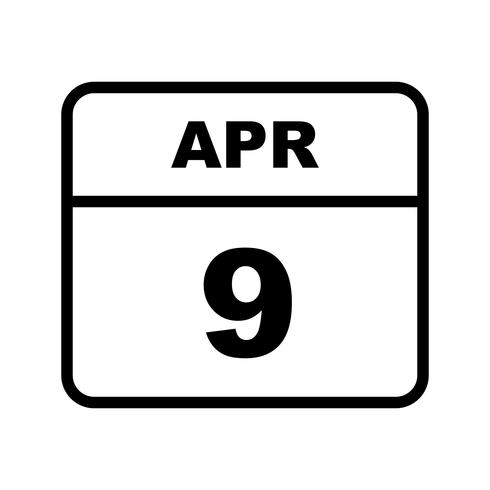 April 9th Date on a Single Day Calendar vector