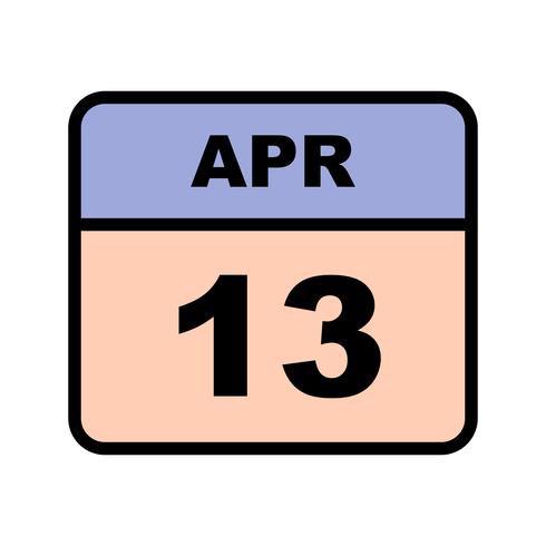 April 13th Date on a Single Day Calendar vector