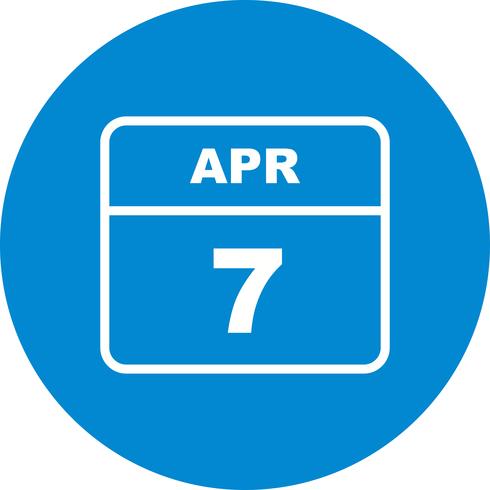 7 de abril Fecha en un calendario de un solo día vector