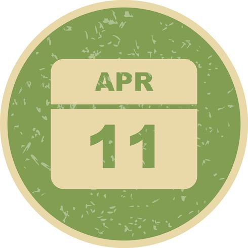 April 11th Date on a Single Day Calendar vector