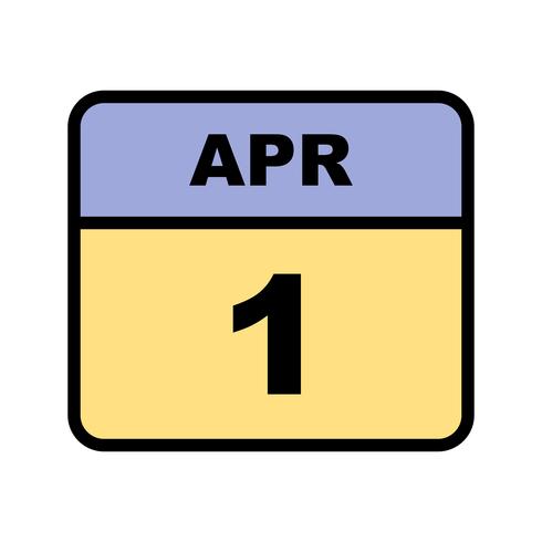1 de abril Fecha en un calendario de un solo día vector