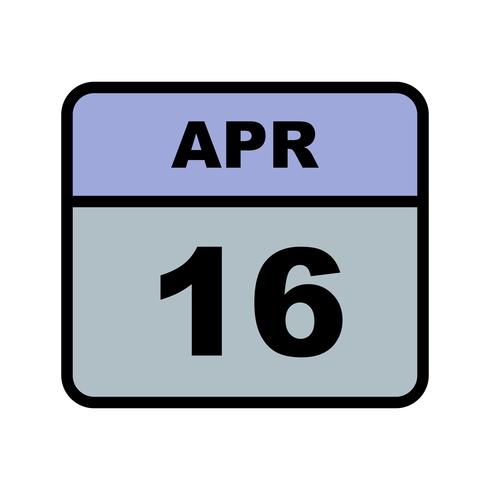 April 16th Date on a Single Day Calendar vector