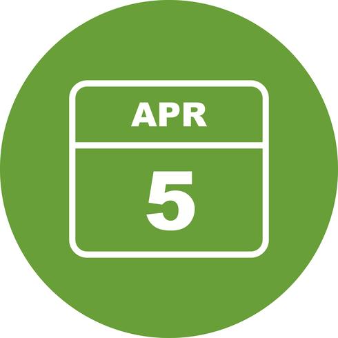 April 5th Date on a Single Day Calendar vector