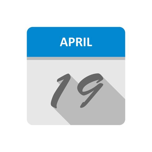 19 de abril Fecha en un calendario de un solo día vector