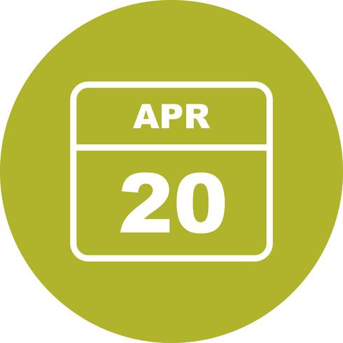 20 de abril Fecha en un calendario de un solo día vector
