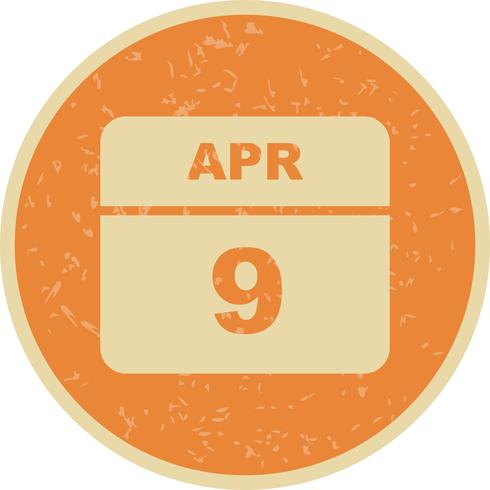 9 de abril Fecha en un calendario de un solo día vector