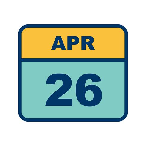 April 26th Date on a Single Day Calendar vector