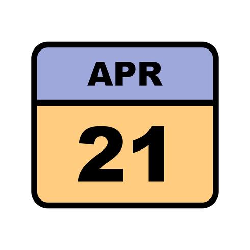 April 21st Date on a Single Day Calendar vector