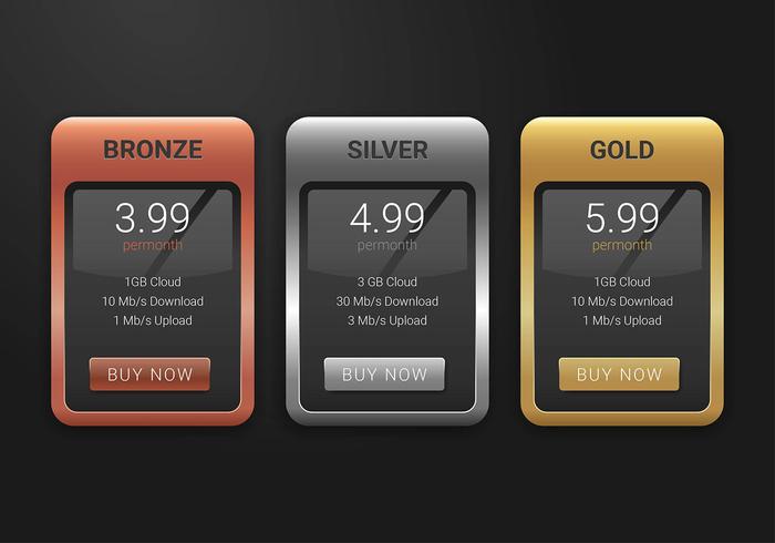 Pricing Table Mine Color  vector