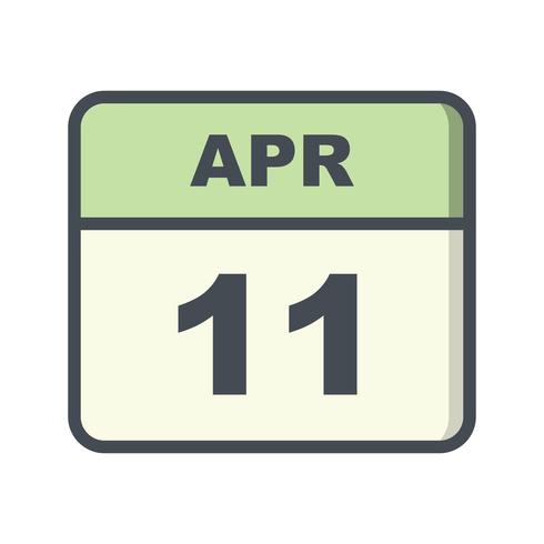 April 11th Date on a Single Day Calendar vector