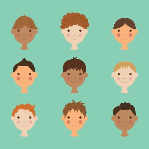 Caras de niños vector