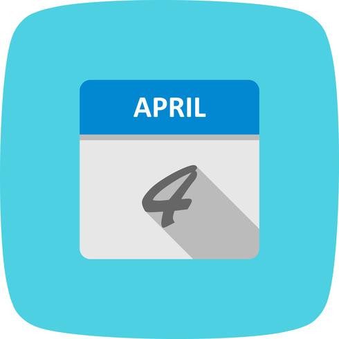 April 4th Date on a Single Day Calendar vector