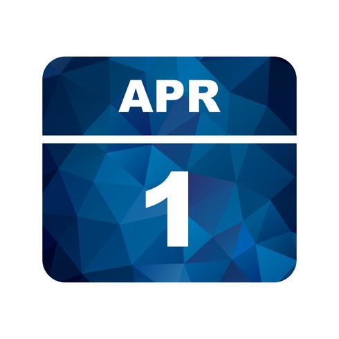 April 1st Date on a Single Day Calendar vector