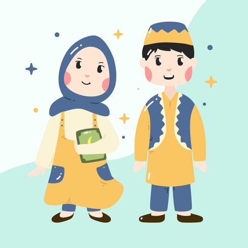 Muslim  Boy and Girl Vector