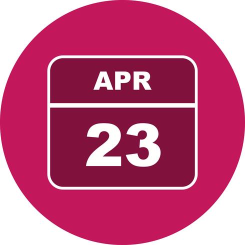 April 23rd Date on a Single Day Calendar vector