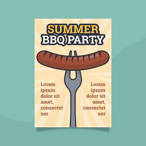 Flat Retro BBQ Poster Template vector