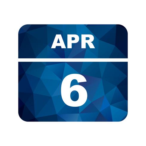 April 6th Date on a Single Day Calendar vector