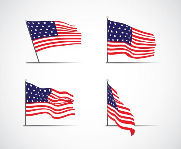 American Flag Set vector