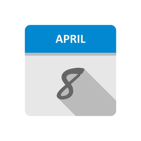 April 8th Date on a Single Day Calendar vector