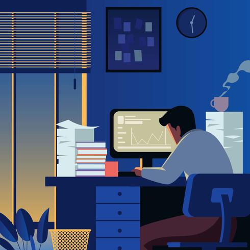 Night At Office vector