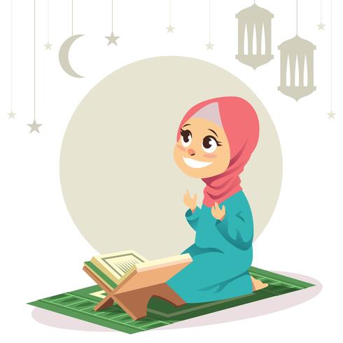 Muslim Girl Praying vector