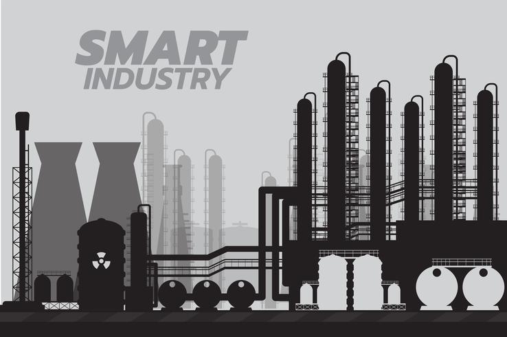 Smart Industrial Chemical Plant, Vector Illustration